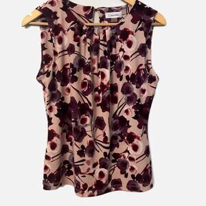 Calvin Klein Women’s Sleeveless Floral Pink/Purple Blouse Shirt Small